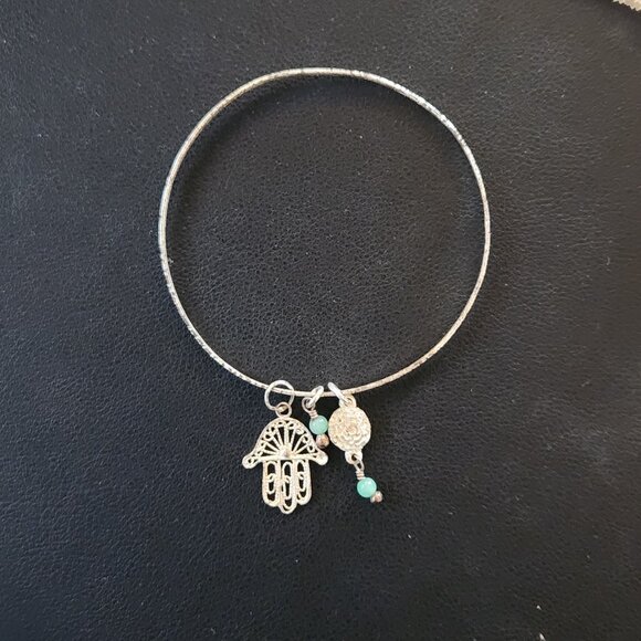Silver Hamsa Bangle - Picture 2 of 2